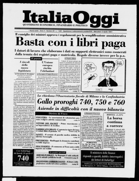 Italia oggi : quotidiano di economia finanza e politica